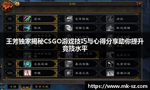 王芳独家揭秘CSGO游戏技巧与心得分享助你提升竞技水平
